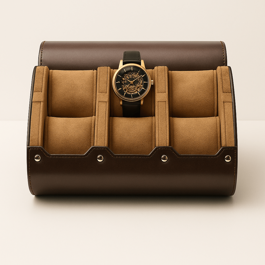 Boîte de Rangement Montre de Luxe Cuir Clair