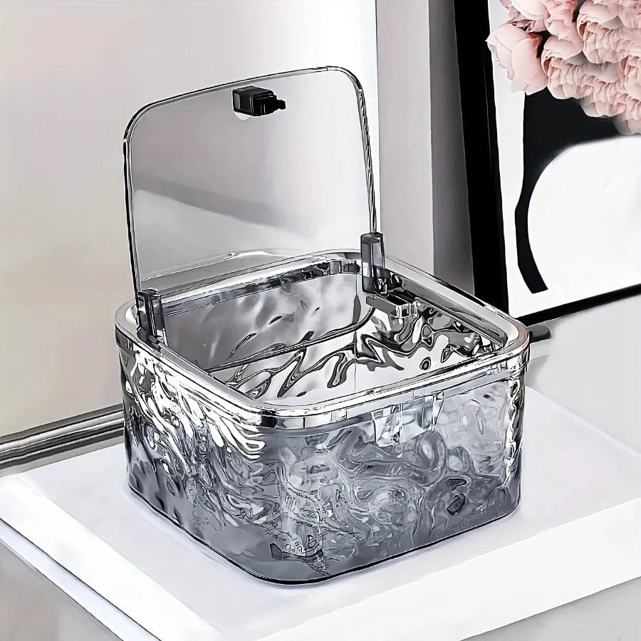 Boîte Rangement avec Couvercle Salle de Bain Gris