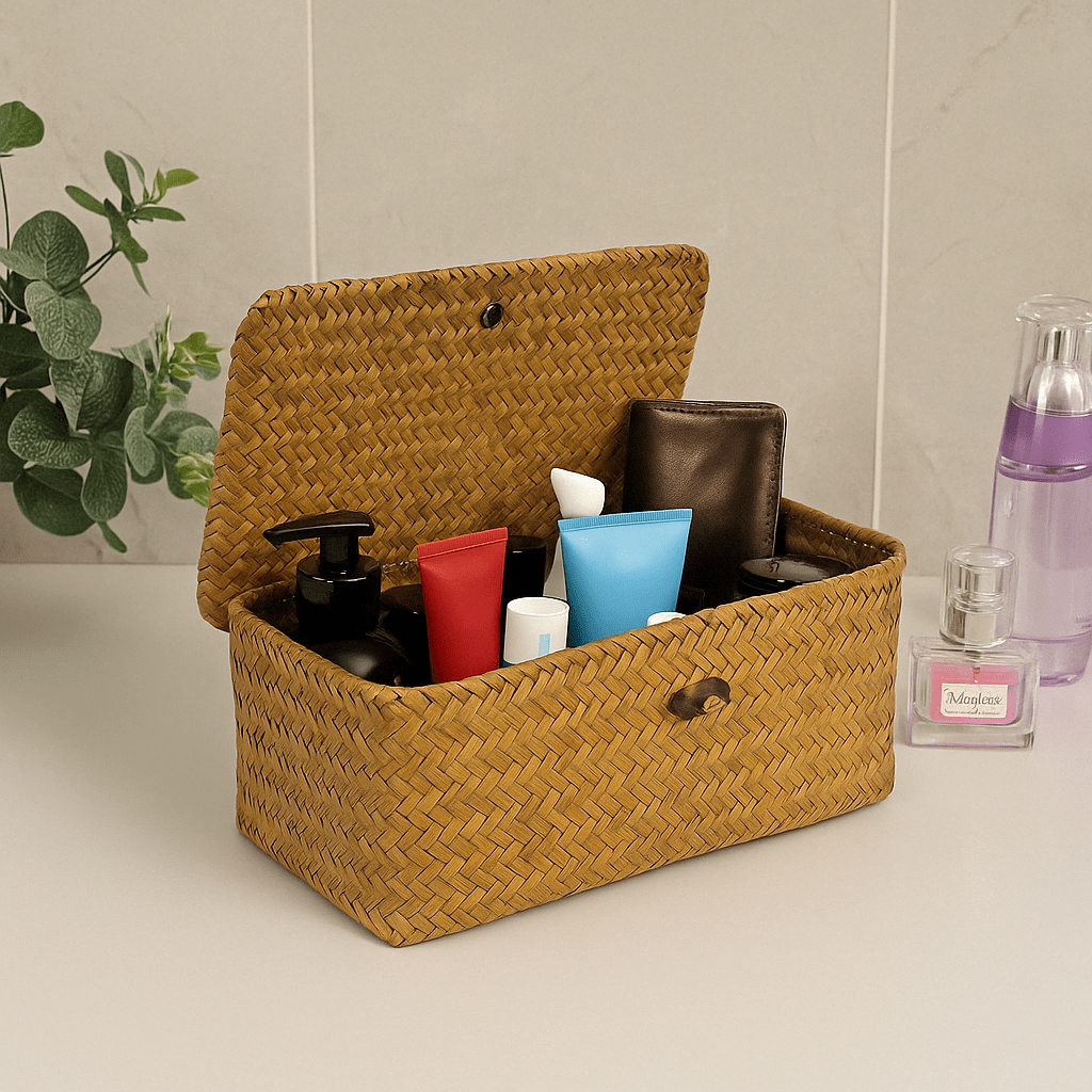 Boîte Rangement Bois Salle de Bain