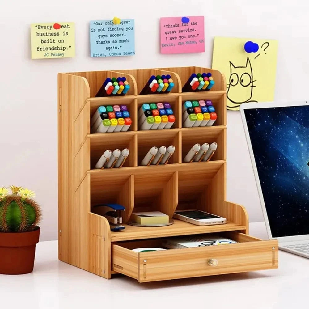 Organisateur de Bureau en Bois