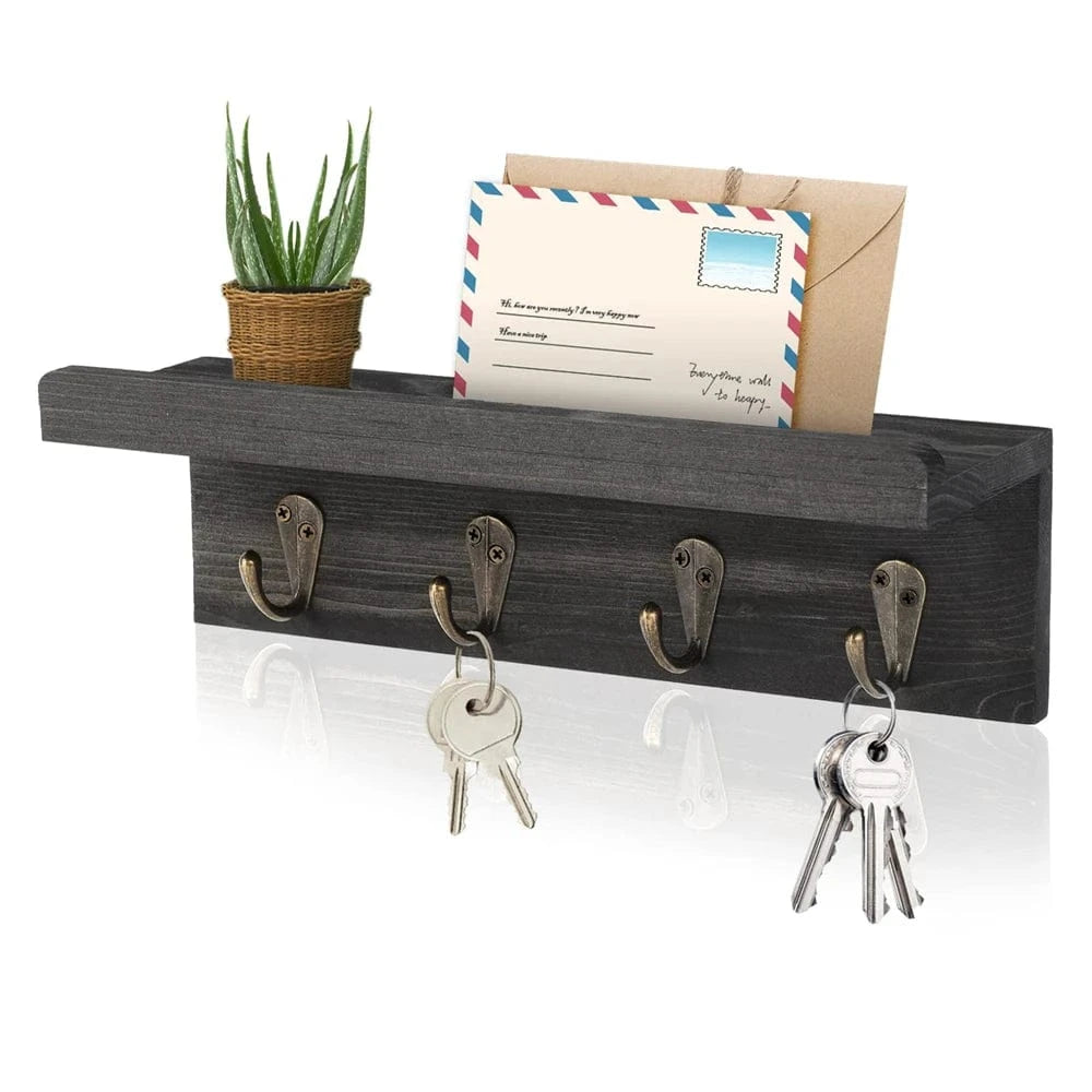 Porte Courrier Mural Bois Noir