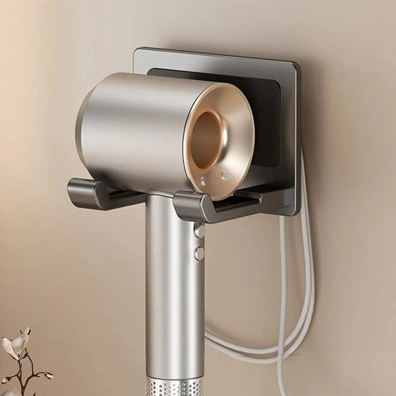 Support Mural pour Salle de Bain pour Sèche-Cheveux en Aluminium Gris