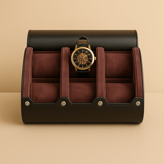 Boîte de Rangement Montre de Luxe Cuir Foncé