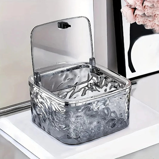 Boîte Rangement avec Couvercle Salle de Bain Gris