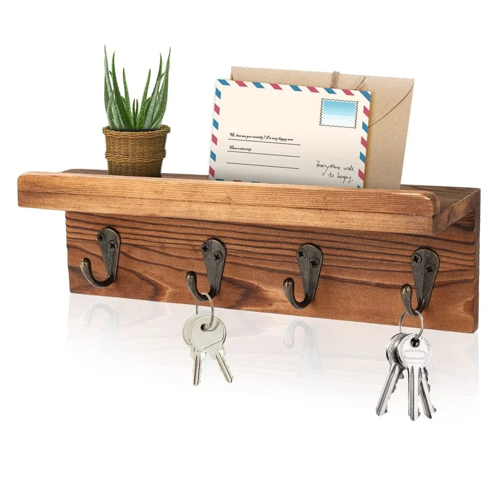 Porte Courrier Mural Bois Marron